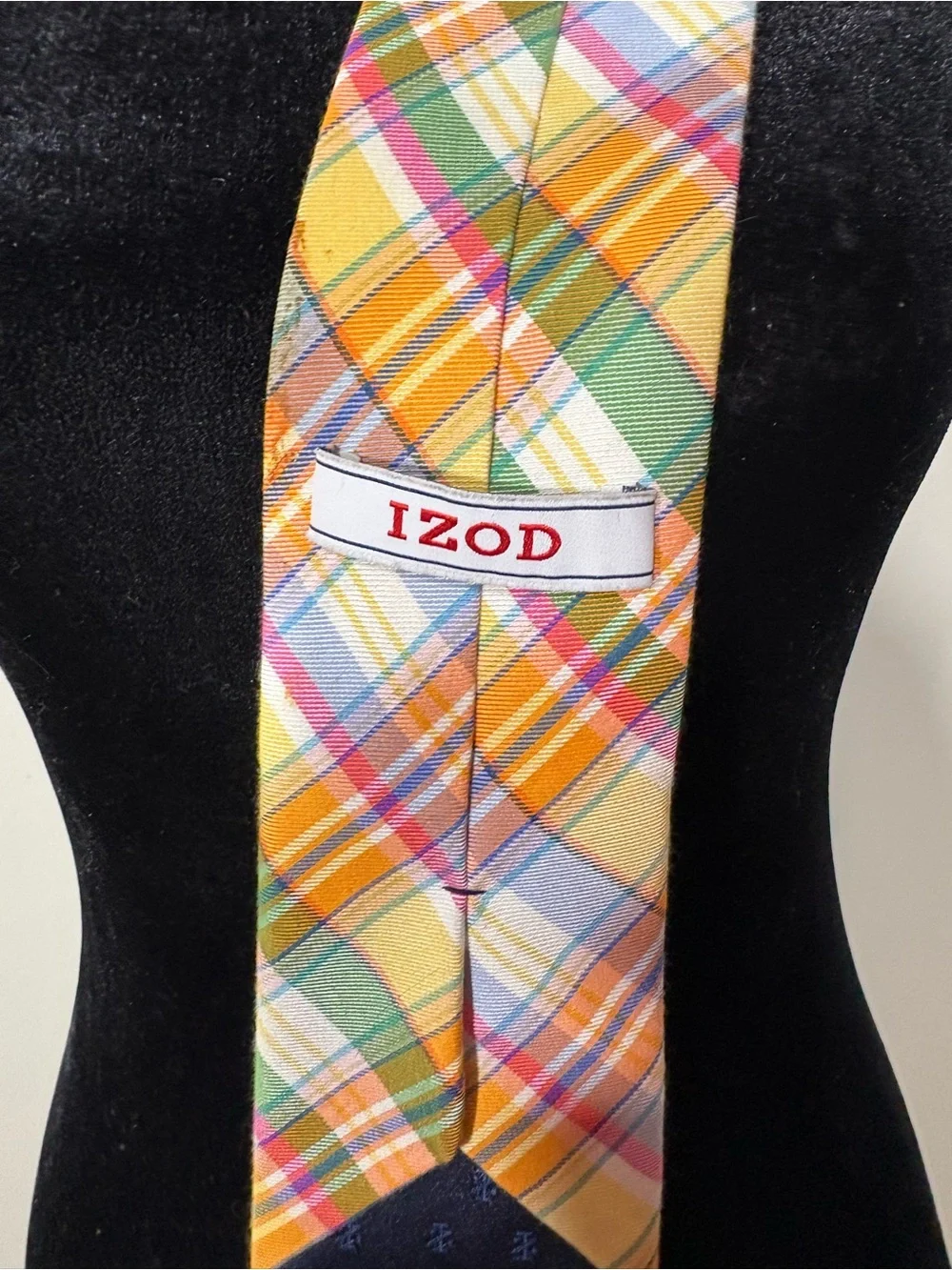 Izod Plaid Silk Tie in Yellow, Green, Blue & Orange